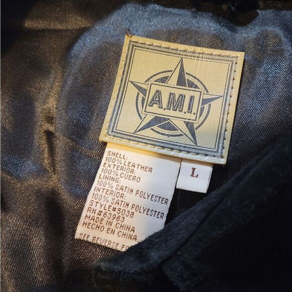A.M.I 100% leather jacket women's large - Picture 4 of 8